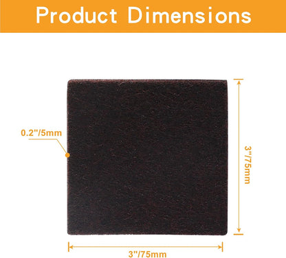 48 Pcs 1"/25mm Square Felt Furniture Pads, 5mm Thick, Brown | Self Adhesive, Anti Scratch Floor Protectors, For Furniture Feet Chair Legs