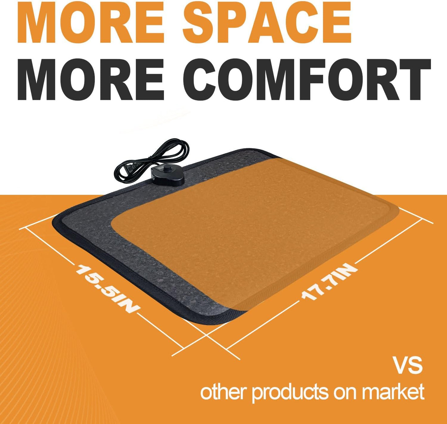 Upgraded Foot Warmer Under Desk Heater, Electric Heated Floor Mat, Fast Heat, 8 Temp Levels & Auto Shut Off Timer, Energy-Saving, Splashproof, Foot Heating Pad for Desk, Office, XL (Black)