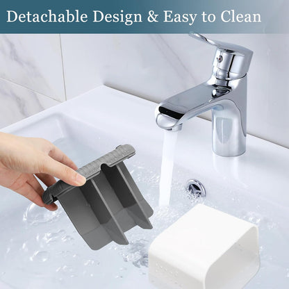 Bathroom Toothbrush Holders, Toothbrush and Toothpaste Holder (Wood Grain) | Easy To Clean, Drainage, Removable, Non-Slip, 4 Slots Tooth Brush Holder for Bathroom Countertop Organizer