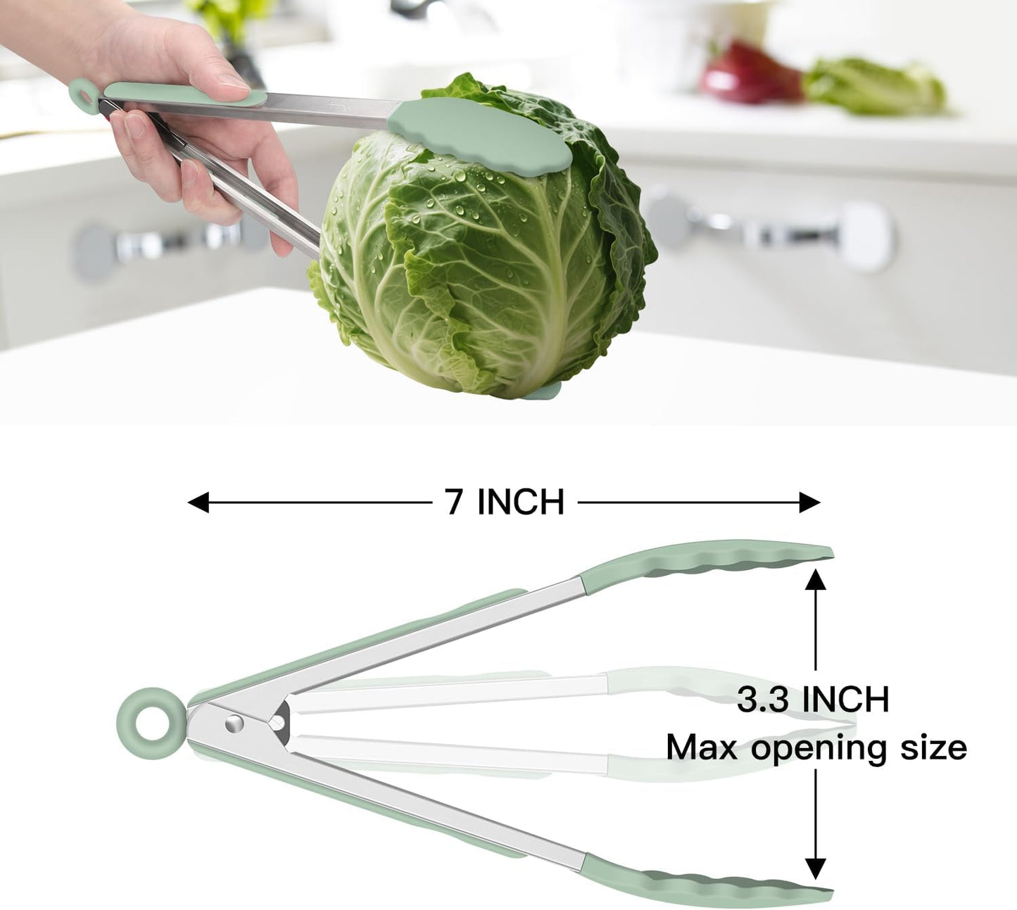 Hotec Mini Silicone Kitchen Tongs for Cooking - 7-Inch Small Serving Tongs with Silicone Tips, Set of 3 (Black,Grey,Light Blue)