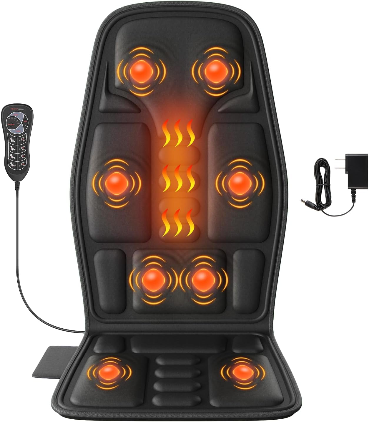 SLOTHMORE Vibration Back Massager for Chair with Heat, Chair Massager Pad with 8 Vibration, Massage Seat Cushion for Office Chair, Home Recliner & Sofa, Relaxing Gifts for Mom & Dad