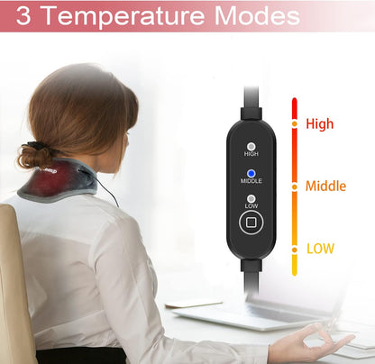 Neck Heating Pad, USB Wearable Heating Pad, Heated Neck Wrap for Warmth | 3 Heat Auto-Off, Electric Thermal Brace, Small USB Warmer for Daily Use, Gift for Women Grandma, 16"-22"