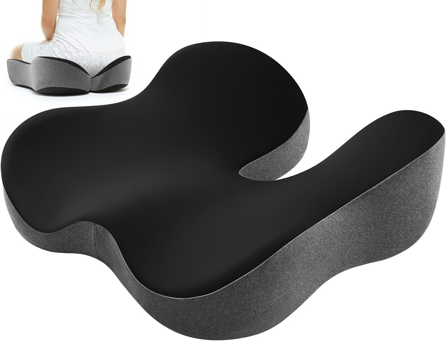 Dreamer Car Seat Cushion for Tailbone & Sciatica Pain Relief | Certified & Ergonomist-Designed,Tapered Front Edge Reduces Thigh Pressure,Wide Memory Foam for Office Chair, Car, Wheelchair