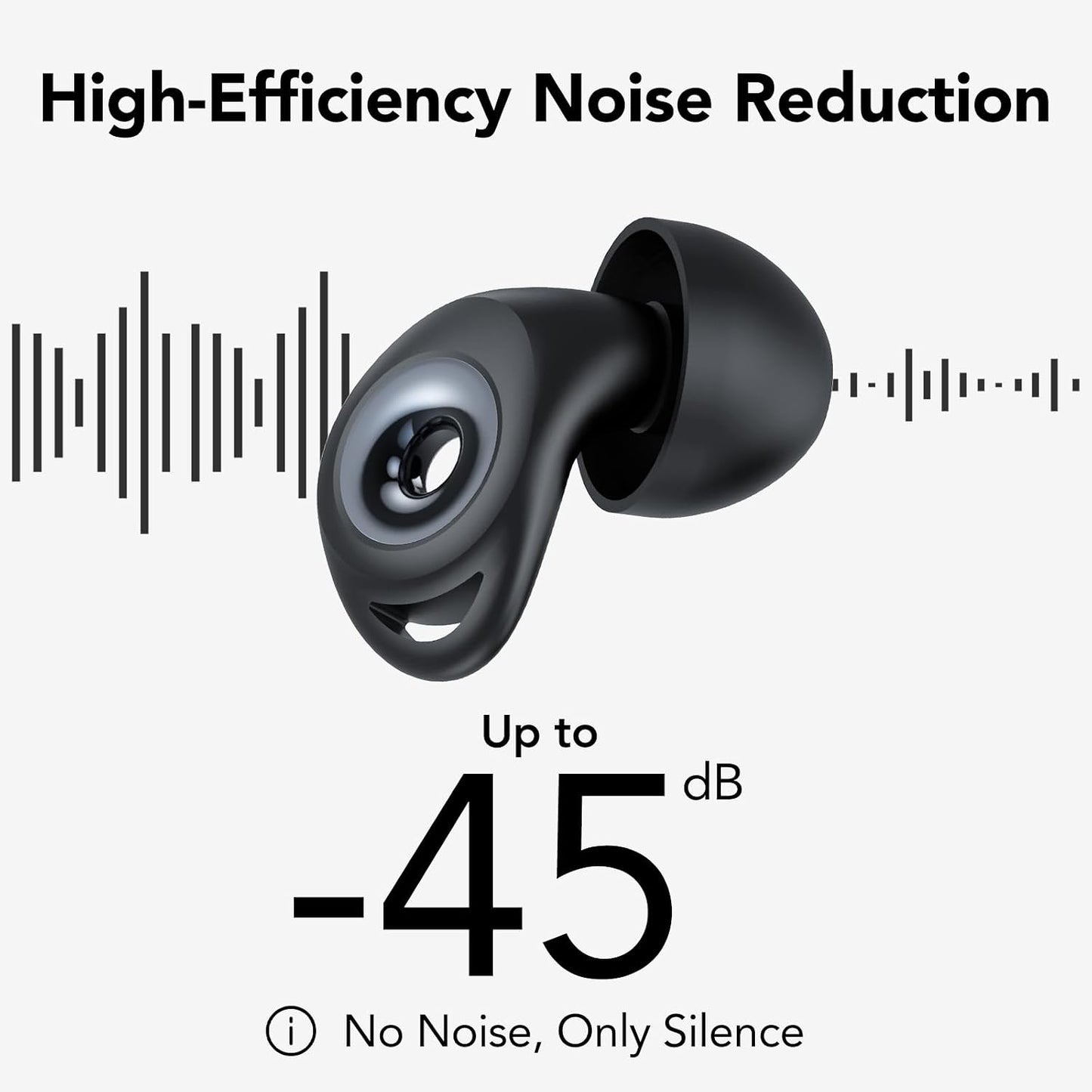 Ear Plugs for Sleeping,Noise Cancelling Silicone Earplugs,Concert,45 dB,Soft and Reusable,Hearing Protection with 8 Earpieces in 4 Sizes(XS/S/M/L),Carrying Bag,for Concert,Sleeping,Black