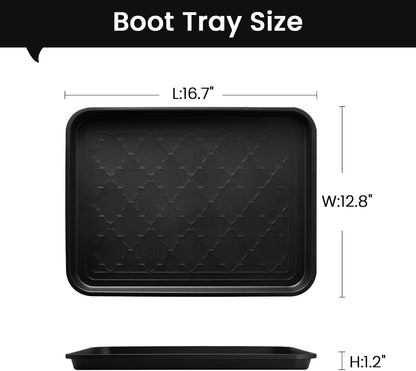 Boot Tray 2 Packs All Seasons Multi-Purpose, Waterproof Boot Trays for Entryway Indoor & Outdoor, Non-Slip Shoe Tray, 16.7"x12.8",Grey