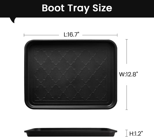 Boot Tray 2 Packs All Seasons Multi-Purpose, Waterproof Boot Trays for Entryway Indoor & Outdoor, Non-Slip Shoe Tray, 16.7"x12.8",Grey