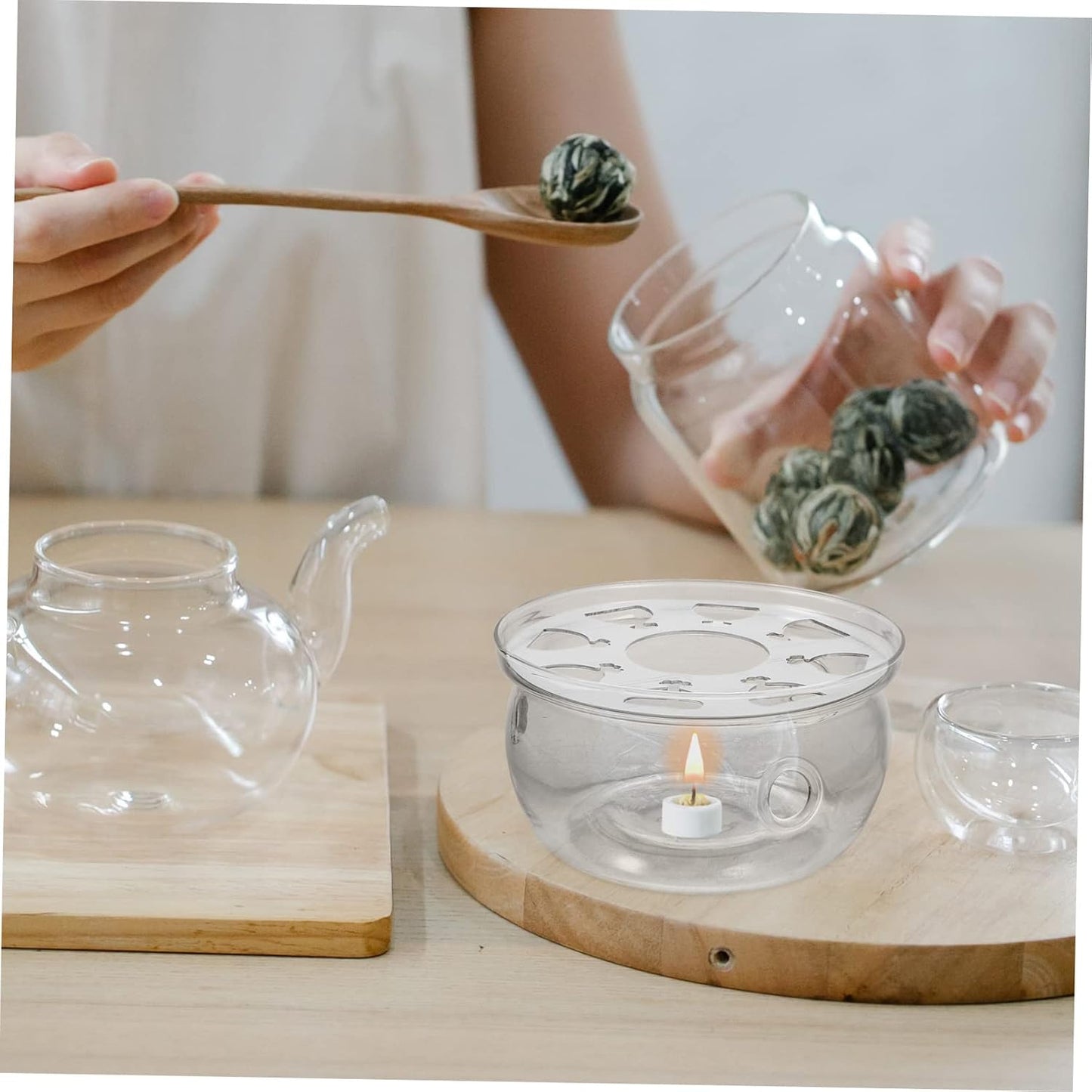 DECHOUS Retro Teapot Warmer Tea Heater Glass Teapot Heating Warmer Small Kettle Base
