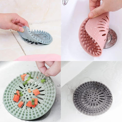 Shower Drain Hair Catcher, Bathroom Sink Drain Strainers, Durable Silicone Hair Stopper, Drain Cover Strainer to Catch Hair Easy to Install and Clean Suit for Bathtub Kitchen Sink Shower Floor (4Pcs)