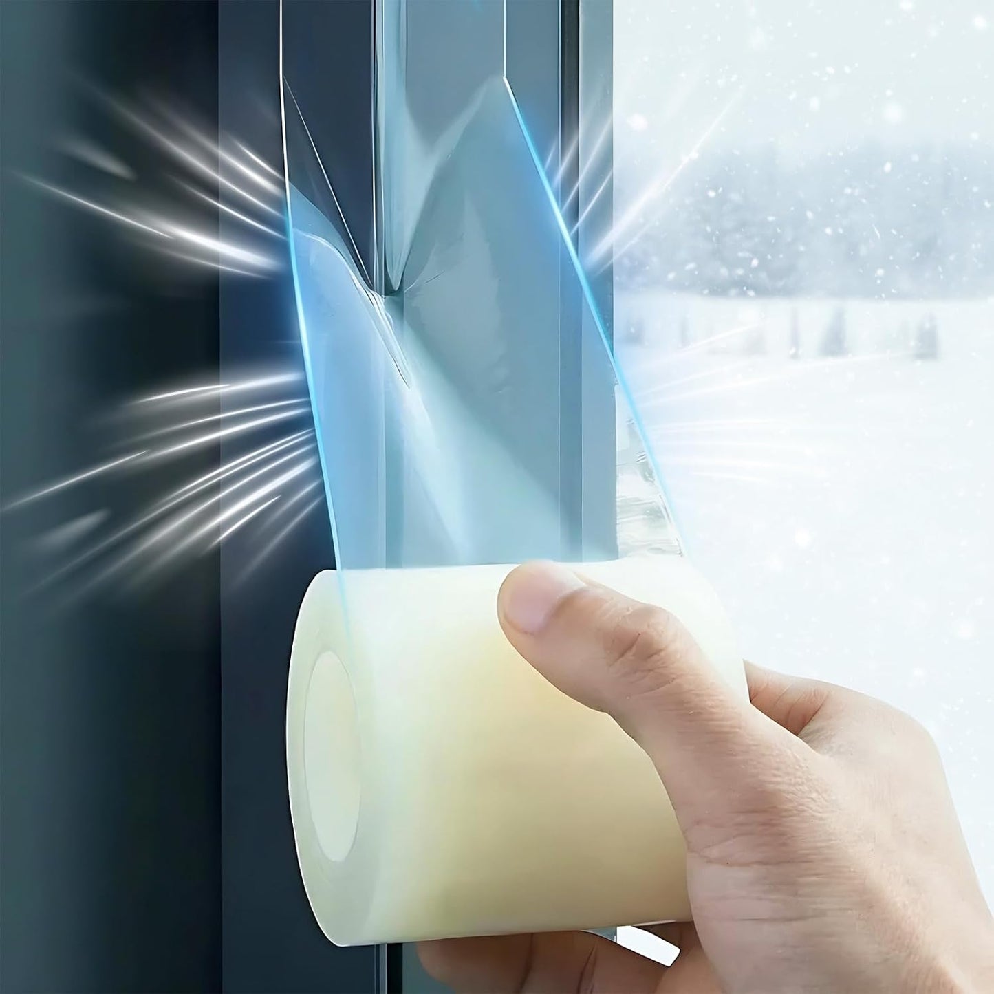 Window Weather Sealing Tape 2 Inch x 33 FT Weather Stripping Residue-Free Clear Window Draft Isolation Sealing Film Caulk Tape for Doors and Shower Glass Gaps Bathroom