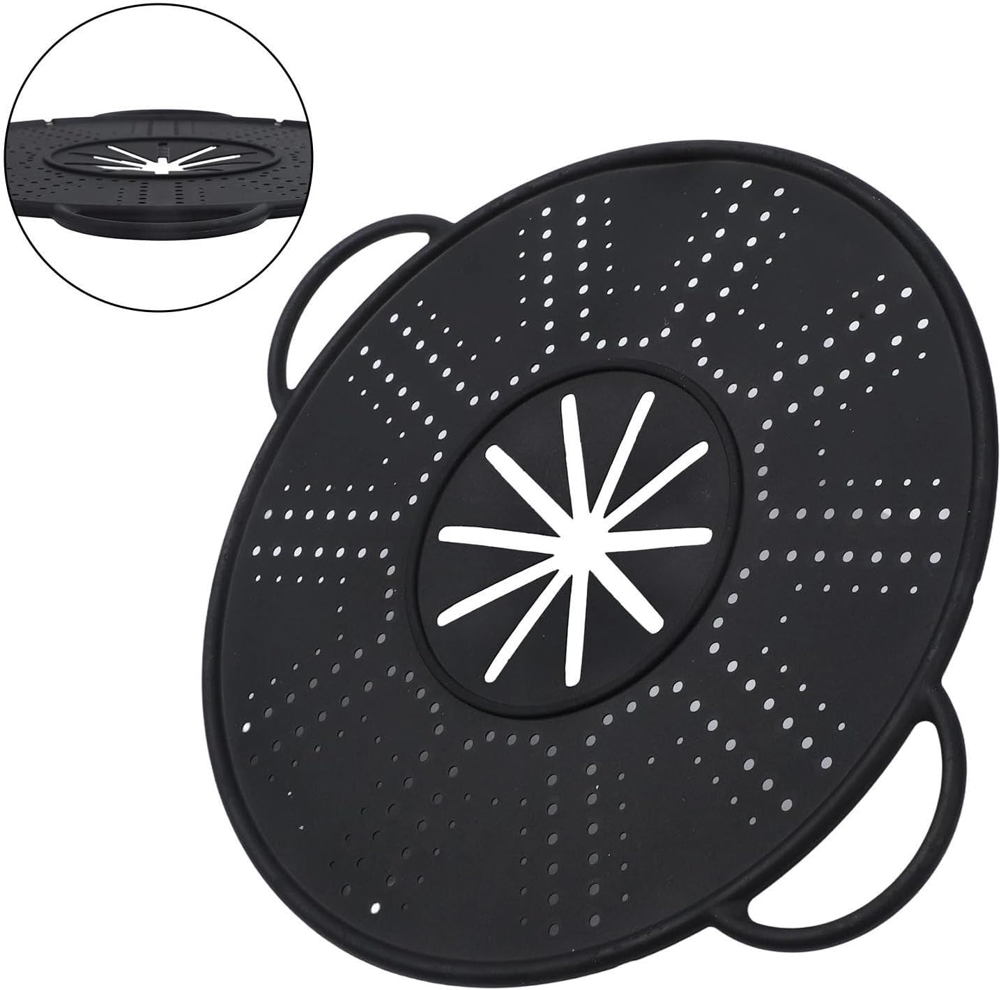 Large Silicone Spill Stopper Lid for Kitchen Pots Pans(white) | Silicone Pot Spill Stopper Lid with Steam Vent, 13.4x10.8 Inch Heat Resistant Cover and Oil Baffle with Easy Grip Handles