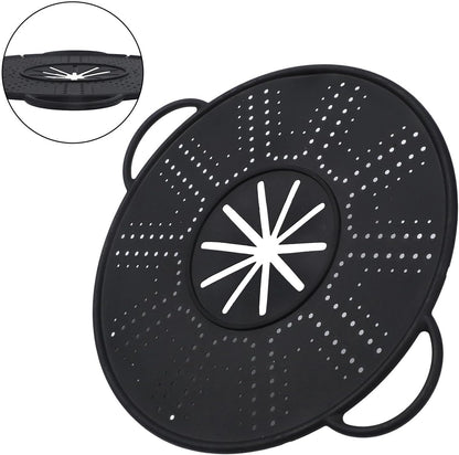 Large Silicone Spill Stopper Lid for Kitchen Pots Pans(white) | Silicone Pot Spill Stopper Lid with Steam Vent, 13.4x10.8 Inch Heat Resistant Cover and Oil Baffle with Easy Grip Handles