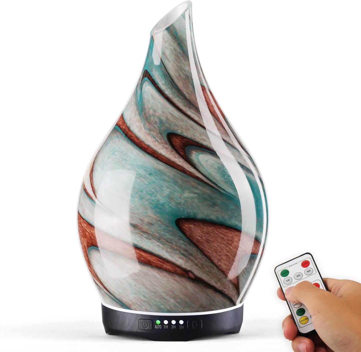 Porseme 280ml Remote Essential Oil Diffuser 3D Glass Ultrasonic Mist 7H | Elegant Handmade Glass Aroma Diffuser with 7-color LEDs, Quiet Aromatherapy and Safe Auto Shut-off, Perfect for Gifts