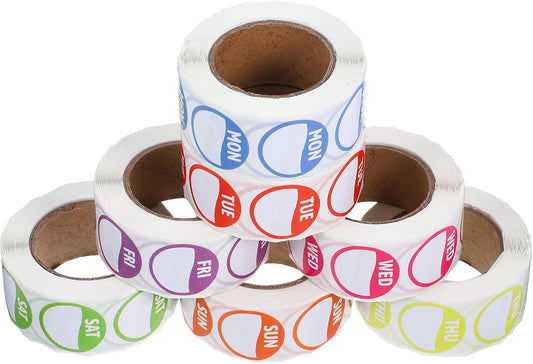 7 Rolls of Removable Weekday Stickers for Inventory Management, Copper Sticker Material, Practical Usage Labels for Bakery Shops and Restaurant Food Rotation