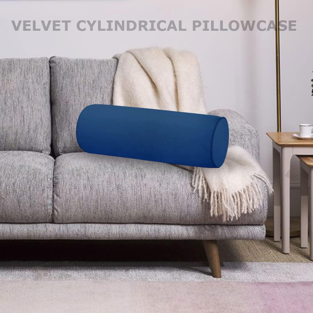 Neck Roll Pillowcases Velvet Cylindrical Pillow Covers 16"x6" with Hidden Zipper for House Home Decor Neck Roll Pillow Cervical Neck Roll Memory Pillow Cylinder Round Cushion (Black, 16x6)