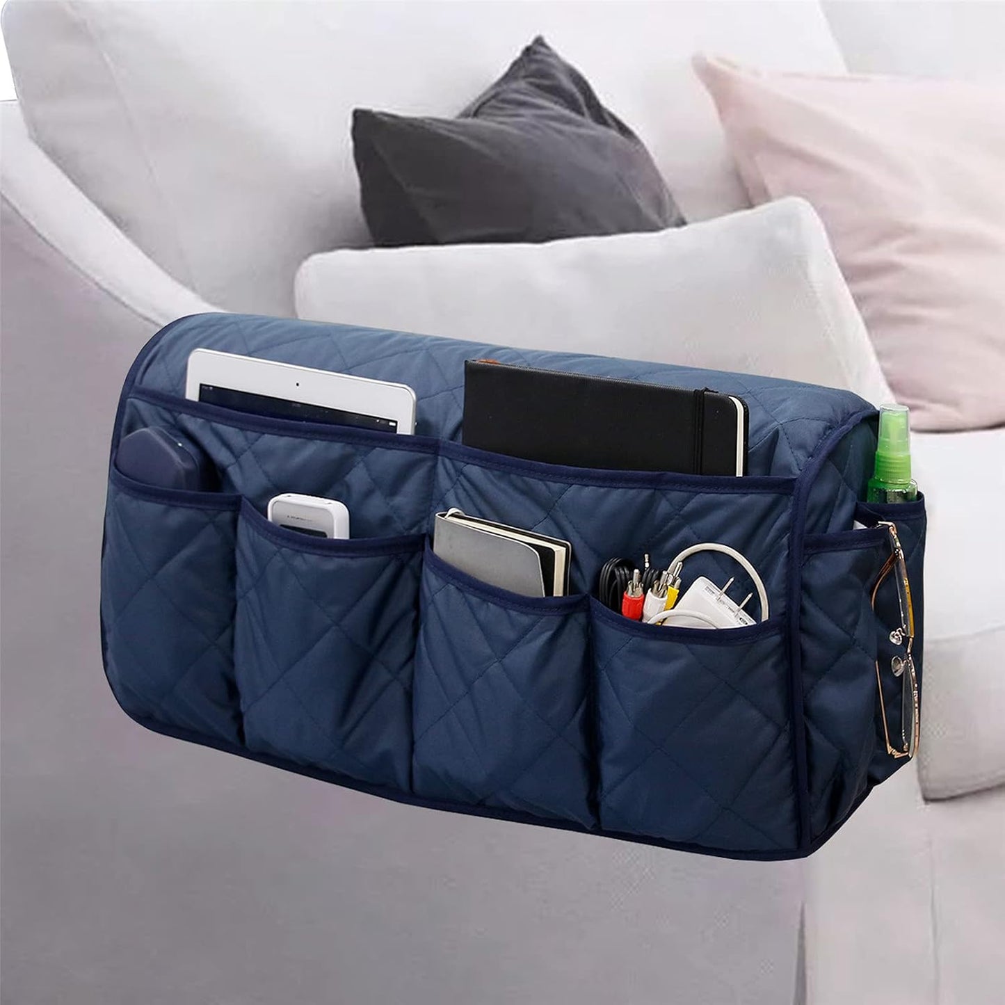 Armchair Caddy for Recliner - Sofa Armrest Organizer with 14 Pockets | Waterproof Remote Control Holder for Recliner, Non-Slip Chair Arm Storage for TV Remote, Phone, Books, Magazine, iPad