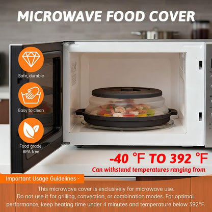 Collapsible Microwave Splatter Cover for Food with Base Mat,Silicone Microwave Plate Cover,Vented Silicone Splatter Guard Lid Vegetable Fruit Colander for Even Heatin(27 * 9.5cm,COLOR:Grey)