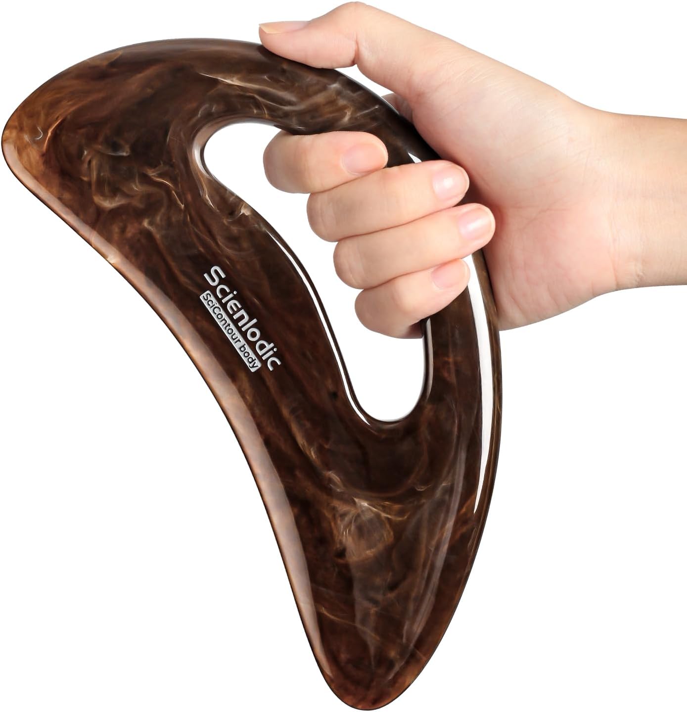 Scienlodic Gua Sha Massage Tool with Handle (Resin) Larger Guasha Scraping Tool for Back Neck Face Leg Massage, Lymphatic Drainage, Cellulite Remove - Large
