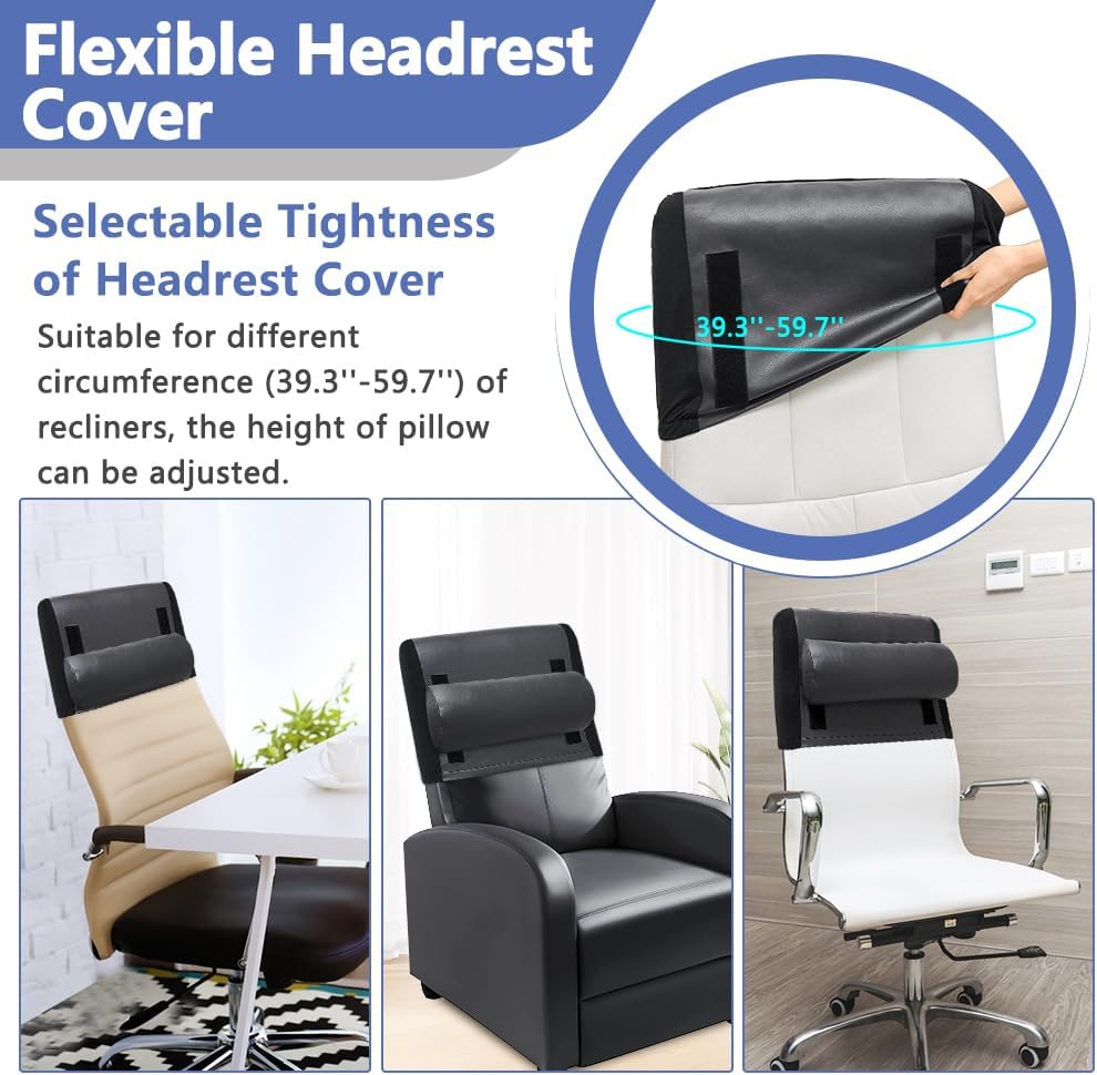 Zelen Recliner Pillow for Head Couch Neck Pillow Leather for Recliner Chair Rest Cushion Neck Support Pillow Office Chair Headrest Head Support Pillow with Headrest Cover