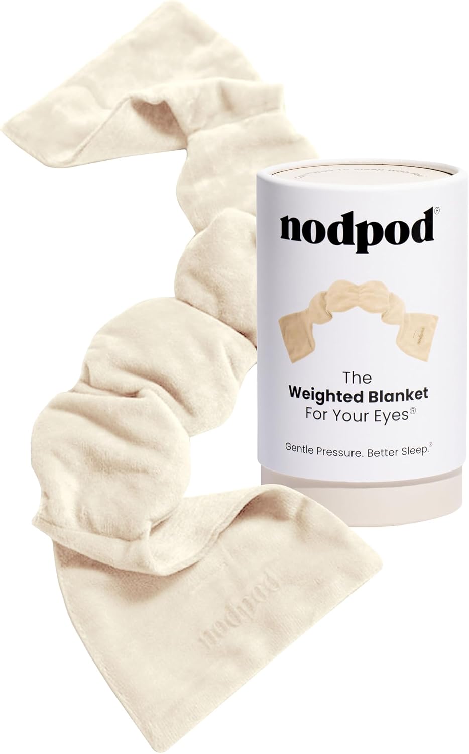 Nodpod Mineralized Silk Gentle Pressure Sleep Mask - Strap-Free, Light-Blocking Design for Sleep, Travel & Relaxation - Weighted Eye Pillow, Machine Washable (Willow)