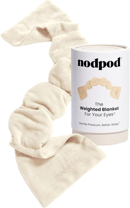 Nodpod Mineralized Silk Gentle Pressure Sleep Mask - Strap-Free, Light-Blocking Design for Sleep, Travel & Relaxation - Weighted Eye Pillow, Machine Washable (Willow)