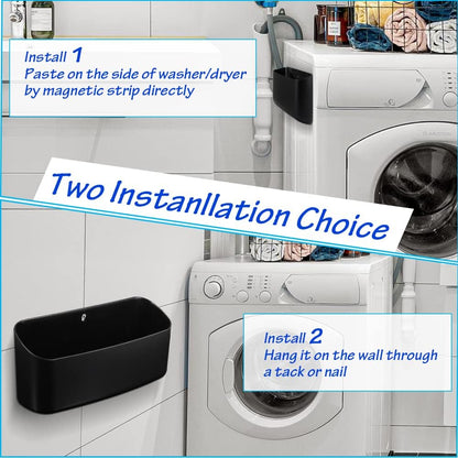 Picowe Magnetic Laundry Storage, Large Lint Holder Bin, Space-Saving Trash Container Hanging on Dryer, Washer or Wall Mount (Gray White)