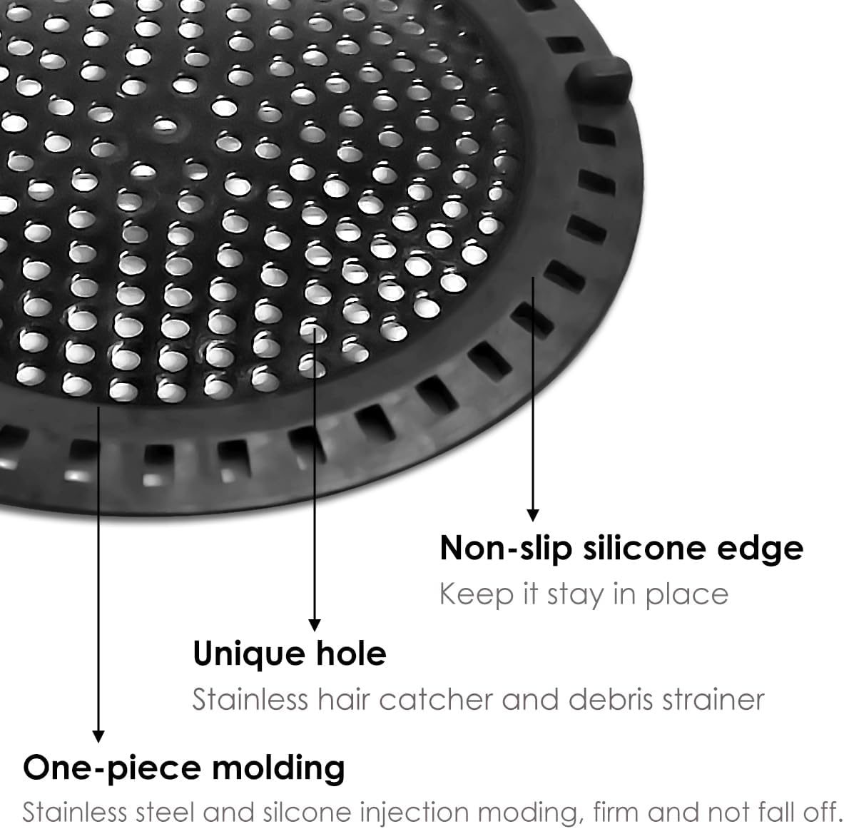Huntonry Drain Hair Catcher, Shower Hair Drain Catcher, Shower Drain Cover, Bathtub Drain Strainer, Tub Hair Catcher, Bathroom Sink Strainer Hair Trap Filter, Bathroom Drain Defender, Flat, Round