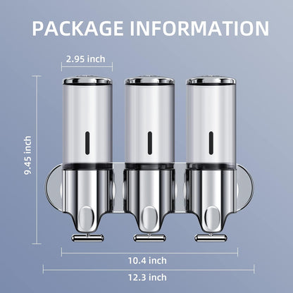 Shower Soap Dispenser,Shampoo and Conditioner Dispenser | Shower Dispenser 3 Chamber No Drill,Wall Mounted Refillable Bottles,Shower Accessories for Bathroom,RV&Hotel,16.9 oz 3 in 1