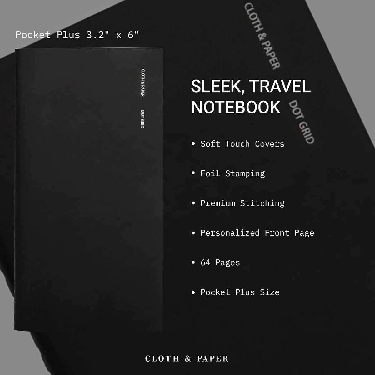 Cloth & Paper Travel Notebook | Daily Wellness Planner – Smoked Salt | Pocket Plus Wellness Planner 3.2" x 6" | Habit Tracker & Self Care Journal for Goals, Gratitude & Reflection – Soft Touch Cover