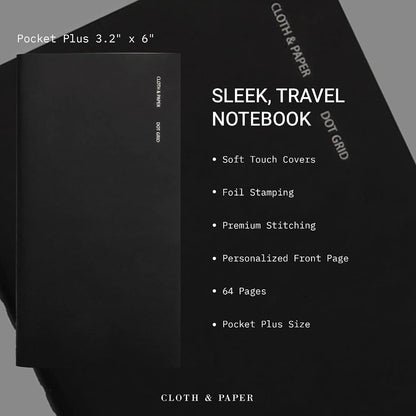 Cloth & Paper Travel Notebook | Daily Wellness Planner – Smoked Salt | Pocket Plus Wellness Planner 3.2" x 6" | Habit Tracker & Self Care Journal for Goals, Gratitude & Reflection – Soft Touch Cover