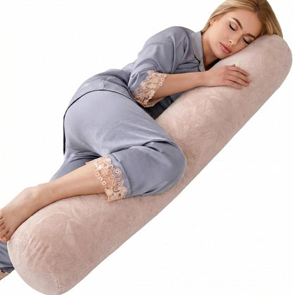1 MIDDLE ONE Body Pillow for Adults, Bolster Pillow with Removable Velvet Cover, Long Round Cervical Roll Pillow, 35 x 7.87 Inches, Blue