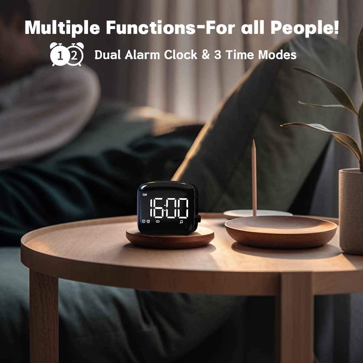 Easysleep Acoustic Sound Alarms Digital Wake Up Clock with Big LED Display 27 Soothing Sounds Sunrise Clock Dual 3 Alarms Memory Snooze Setting 4 Brightness for Deep Sleepers Adults Teenagers