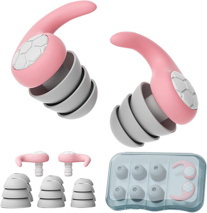 Noise Cancelling Ear plugs for Sleeping - Black Comfortable Reusable Silicone Earplugs for Sleep 24dB Noise Reduction Snoring and Studying Travel Concerts Hearing Protection with 3Tips and Storage Box