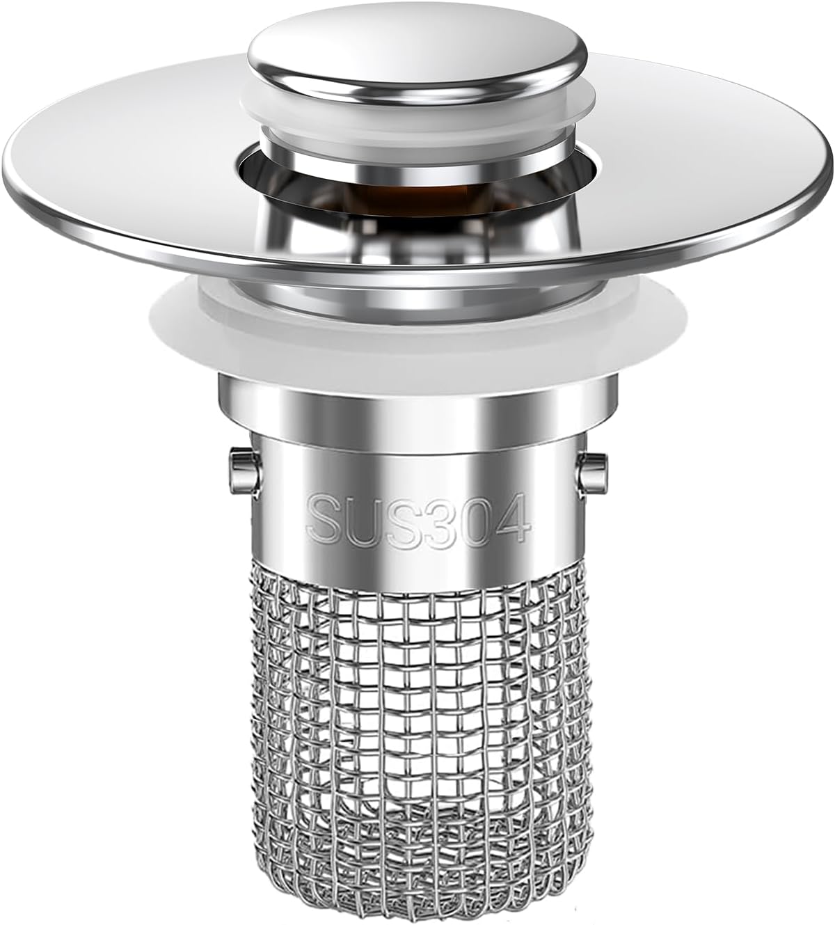 Bathroom Sink Drain Strainer, Pop-up Sink Drain Strainer with Removable Stainless Steel Strainer Basket Hair Catcher, Bathroom Sink Strainer for Bathroom Sink Stopper Replacement(1PCS)