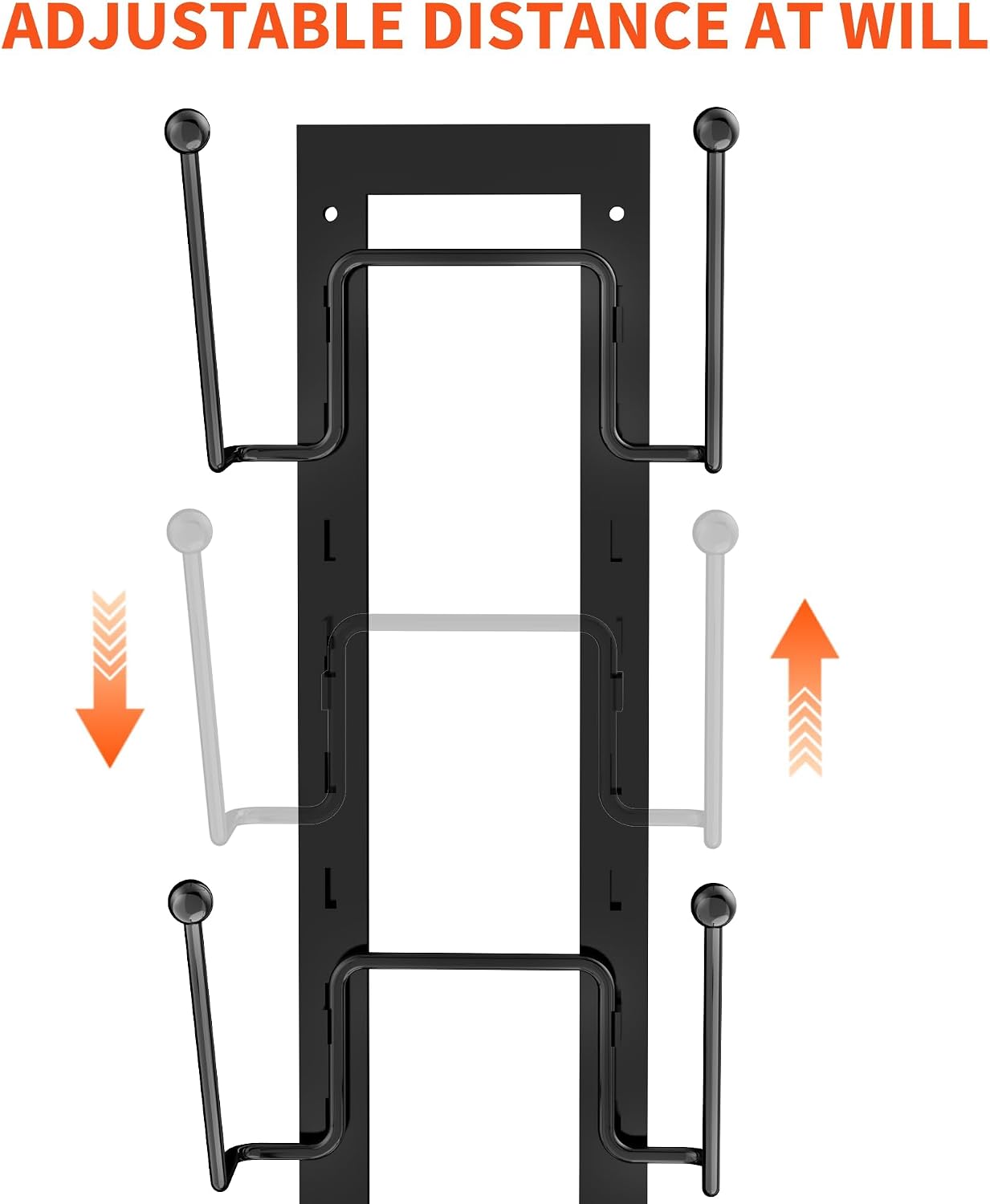 Cisily 8 Layers of Adjustable Pot Lid Organizer Rack for Cabinet Door/Wall，2Pack Lid Organizer Pots and Pans Holder for Kitchen Storage with No Drilling Adhesive 5.7 W“(Black)