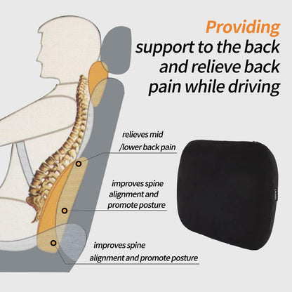 Lower Back Automotive Lumbar Support Pillow for Car Recliner Cushion Black