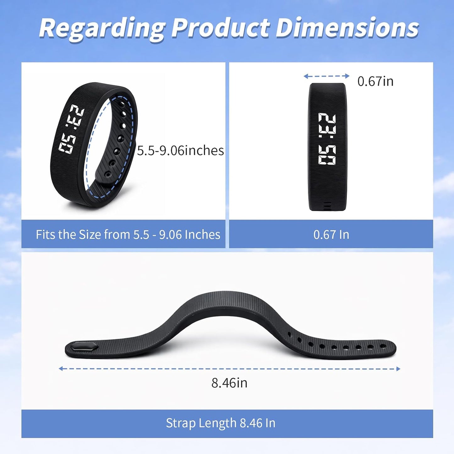 Vibrating Alarm Wristband Clock for Heavy Sleepers Wake Band Watch Bracelet Adults Silent Shock Vibration Wrist for Deaf People Wearable Loud Sleep Despertador Alarmas para Despertar