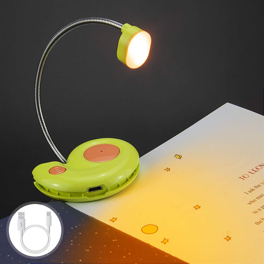 Kids Rechargeable Book Light, Clip on Reading Light for Kid, Kids Reading Lights, Amber Book Light for Reading in Bed, 2 Lighting Modes, Blue Light Blocking, Bookmark Light for Bookworms-Green