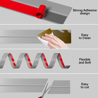 Door Weather Stripping, Silicone Door Seal Strip Sealing Tape, Door Draft Stopper Adhesive Seal Tape for Doors Windows &Shower Glass Door Gaps (Thickness Upgrade)