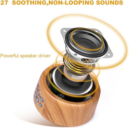 Douni White Noise Machine for Sleeping - 27 Non-Looping Soothing Sounds Sleep Sound Machine with Timer & Memory, 3.5mm Jack, Wood Grain Sound Machine for Hotel Bedroom Office