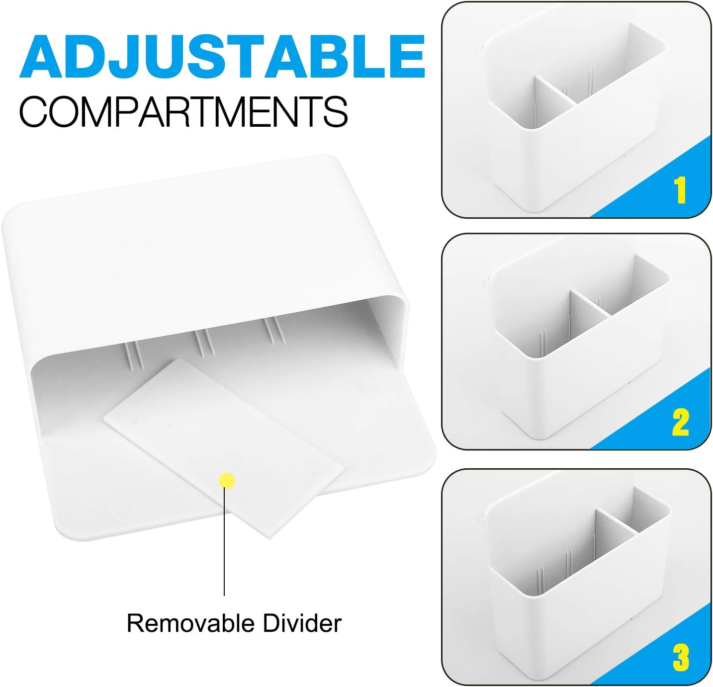 MoKo Magnetic Pen Holder, Pencil Accessories Whiteboard Organizer, White | Magnetic dry erase marker holder has two compartments and an ABS body for whiteboards, refrigerators and lockers.