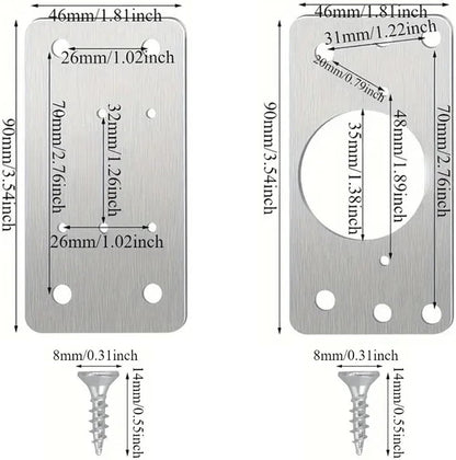 Hinge Repair Plate,10PCS Cabinet Hinge Repair Plate with Customized Screws,Stainless Steel Kitchen Cupboard Door Hinge Repair Brackets with Holes for Kitchen Cupboards Door
