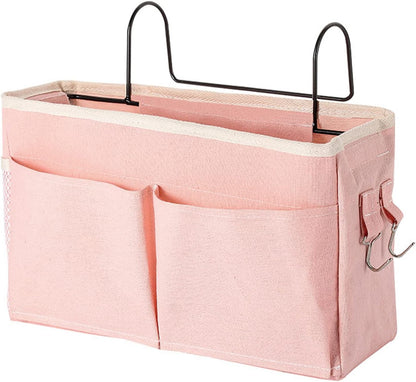 Surblue Bedside Caddy Bedside Storage Bag Hanging Organizer for Bunk, Hospital Beds, Dorm Rooms Bed Rails Camp 4 Pockets and 2 Hooks (Skyblue)