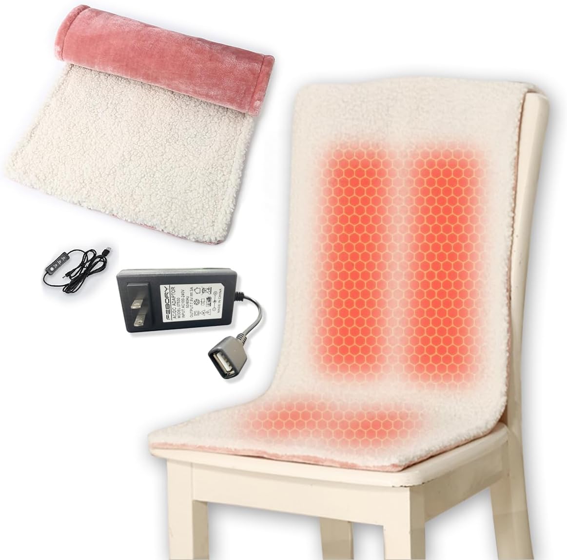 Heated Pad for Office Chair, USB Heated Seat Cushion, 5 Timer Setting & 5 Temperature Settings, Fast Heat Machine Washable Heating Pad for Back Neck Shoulder Pain Relief, 39x15in | 5 Timers & 5 Heat Levels – Auto Shut-Off, Non-Slip Bottom, Multi-Use