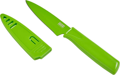 Kuhn Rikon Colori® Paring Knife – 4 Inch Japanese Stainless Steel, Nonstick Blade, Ergonomic Handle & Sheath, Yellow