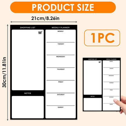 Magnetic Weekly Meal Planner, Fridge Dry Erase Menu Board (A) | 8 x 12 inch dry erase whiteboard with strong magnetic backing for weekly menus, notes, grocery lists, families and roommates