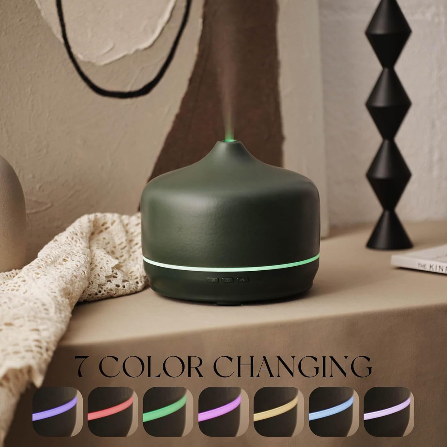 Porseme 500ml Glass Essential Oil Diffuser Aromatherapy Ultrasonic Cool Mist Humidifier 15-21 Running Hours Waterless Auto-Off Air Diffusers for Sleeping Yoga Working Spa(Light Blue)