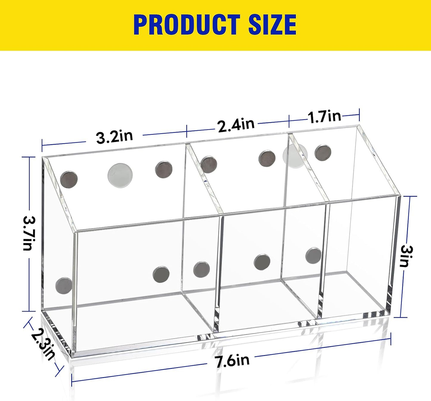 Magnetic Marker Holder for Whiteboard, Fridge, Teacher Must Have | Acrylic Magnet Dry Erase Pen Holder for Refrigeator, Anti-slip Pencil Holder for Classroom, Locker Organizer Accessories