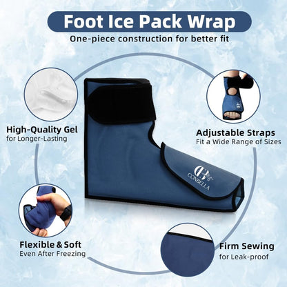 Ankle Ice Pack Wrap, Hot Cold Compress for Pain Relief, Purple | Reusable Cold Compress Sleeve for Sprains, Hot Cold Therapy - for Instant Recovery with Strap & Gel Packs