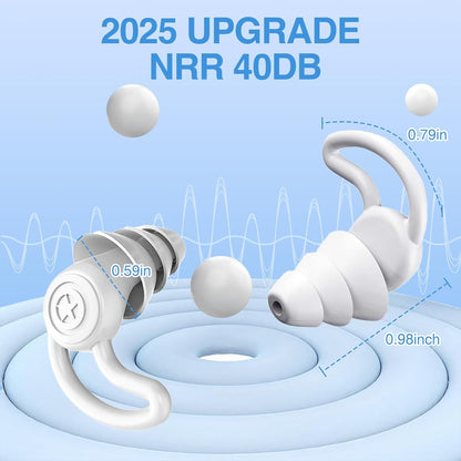 Silicone Earplugs for Sleeping and Noise Reduction, 40dB Protection Reusable Triple Layer Design Ear Plugs
