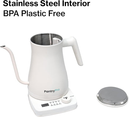 1.0L 1500W Gooseneck Electric Kettle - Stainless Steel Interior - Rapid-Boil - Auto Shut-Off, Boil-Dry Protection, Temperature Control, LED Indicator - Black by The Display Guys